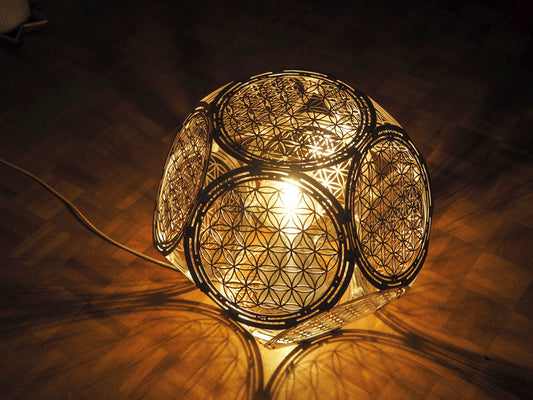 Dodekaeder Licht Skulptur mit Blume des Lebens